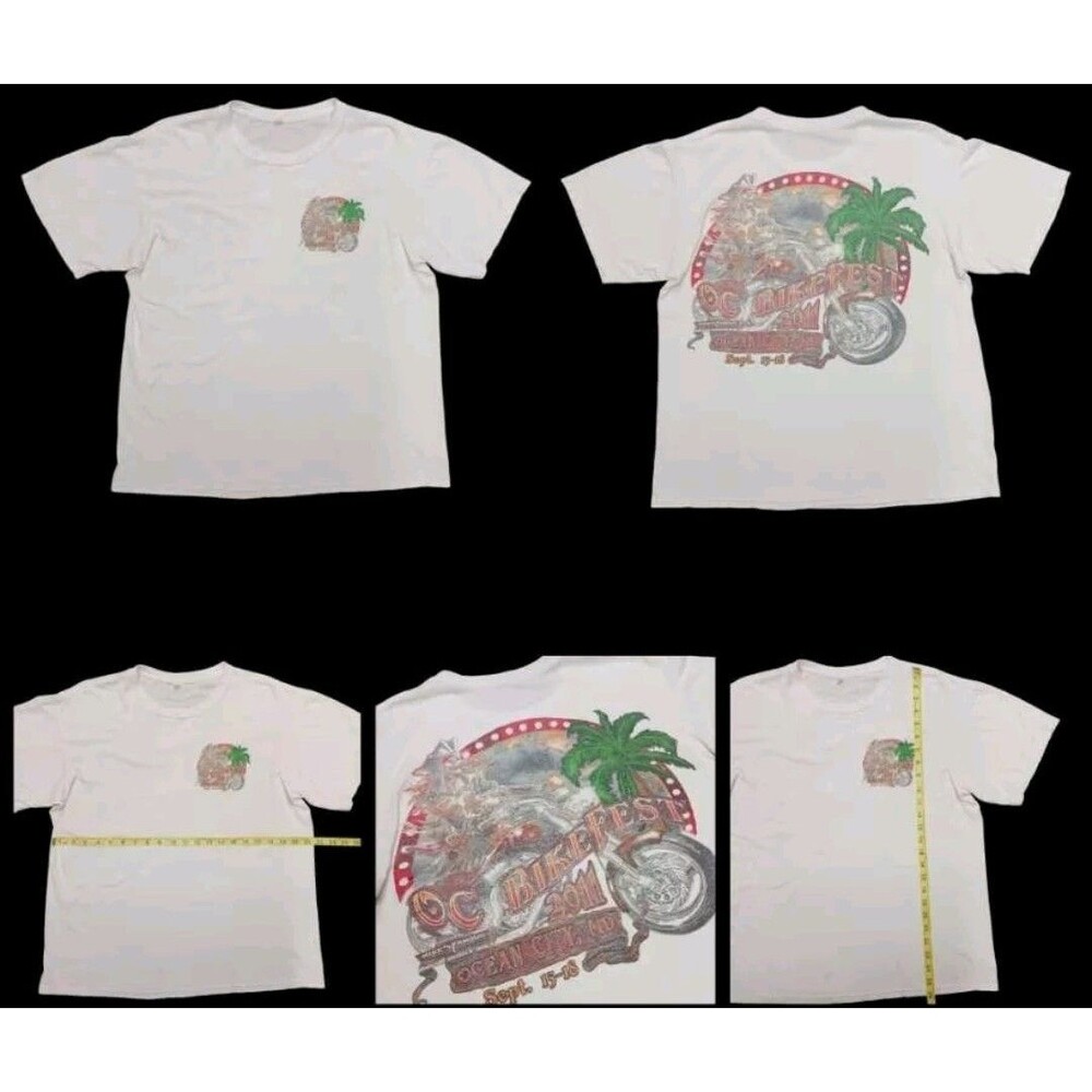 2011 Ocean City MD Bike Week T Shirt Mens Large Skeleton Pirate Cotton Anvil